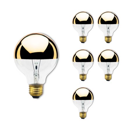 BULBRITE Incandescent Dimmable 40 Watt Half Gold Globe G25 Light Bulbs with E26 Screw Base, 6 PK 861108
